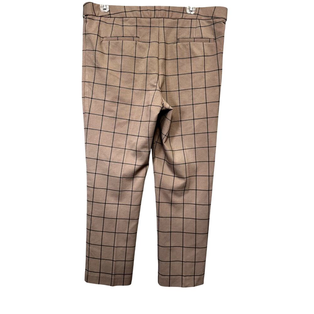Amanda + Chelsea Crop Pants Windowpane Print Ankle-Length Cut Brown W US 14 NWOT - Picture 5 of 9